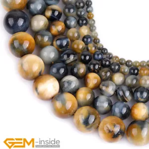Natural Dream Lace Tiger's Eye Yellow Blue Round Loose Beads For Jewelry Making - Foto 1 di 43