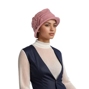 Women's Floral Wool Cloche Bucket Hat, Warm Winter Church Bucket Hat for Women - Picture 1 of 10