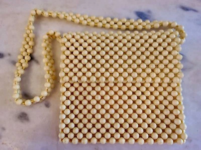 Bolsa de ombro vintage 1960 amarela retrô pop plástico frisado - Imagem 1 de 4