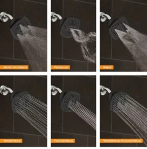 Oxygenics Square Shower Head, Fixed Amplifying Technology 6 SETTINGS Matte Black - Picture 1 of 10