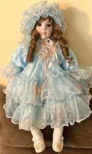 Muñeca sentada de porcelana Danbury Mint “Amy” de Donna Rubert, 26 pulgadas, 1998 - Imagen 1 de 23