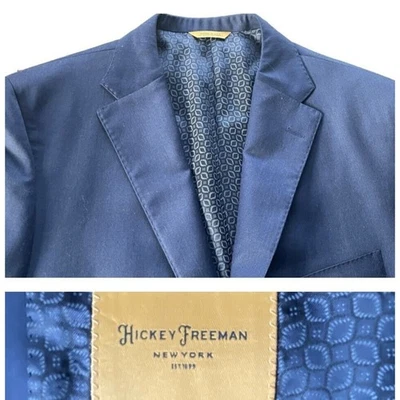 Hickey Freeman Beacon Suit Jacket Mens 42 S Navy Blue Modern Wool USA Made MINT - Image 1 of 4