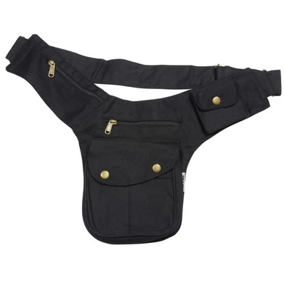 Gürteltasche Buddy schwarz Druckknöpfe Messing Premium Hüfttasche messingfarben - Bild 1 von 4