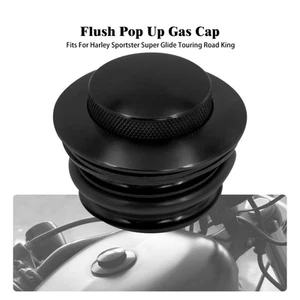 Tapa de tanque de combustible de gasolina ventilada emergente de montaje empotrado negra para Harley Road King Softail - Imagen 1 de 15