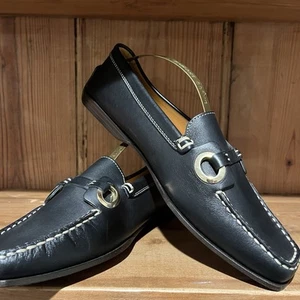 Mocassini Tod's pelle nera donna 38 Italia cerchio argento guida classica nuovi - Foto 1 di 16