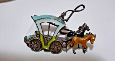 1 spilla argento 835 fatta a Carrozza con cavalli e 1 gondola veneziana sempre a - Immagine 1 di 4