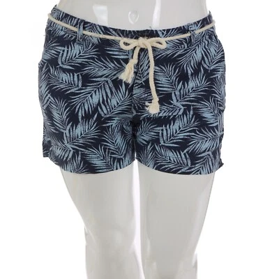 SONOMA Mujer Talla 16 AZUL HOJA DE PALMA Estampado PANTALONES CORTOS TIRO MEDIO CINTURÓN CORDÓN Elástico Foto 1 de 4