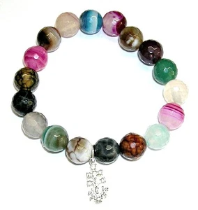 Strap Agate Faceted Varied 0 3/8in And Cross Of Caravaca - Picture 1 of 3