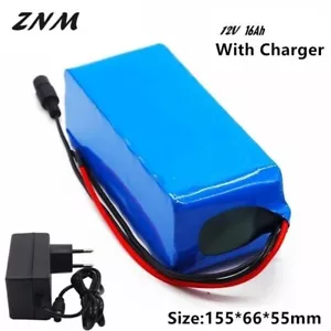 PACCO BATTERIA RICARICABILE LITIO 12V 16Ah +BMS+CARICABATTERIA 2A DVR TELECAMERA - Foto 1 di 6
