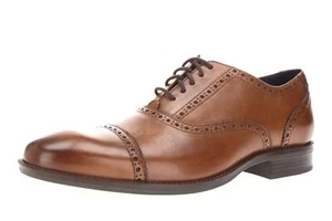 Cole Haan 239646 Mens Wayne Round Toe Leather Oxford British Tan Size 9.5 - Picture 1 of 6