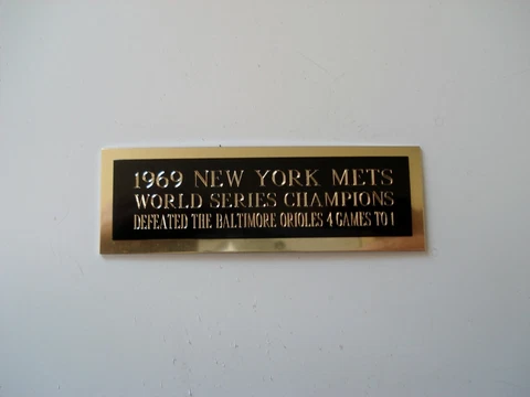 New York Mets Baseball Card 1969 World Series Card Plaque Nameplate 1" X 3" Cover