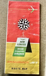 Mappa rotta jet trifoglio vintage anni 60 Are Lingus Irish International Airlines - Foto 1 di 3