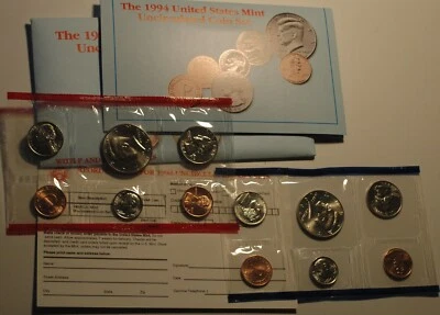 1994 US Mint P/D Uncirculated Set 10 Coins Original Packaging Free Shipping - Image 1 of 3