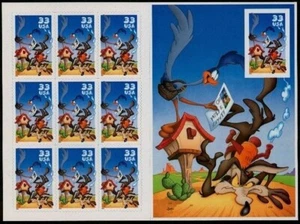 2000 ROAD RUNNER & WILE E COYOTE MNH Booklet 10 x 33¢ STAMPS: Looney Tunes #3391 - Picture 1 of 2