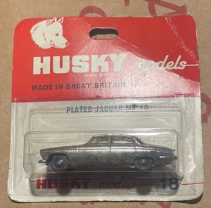 Vintage husky toy car Plated Jaguar unopened on card form 60s 50s? hot wheel - Picture 1 of 3