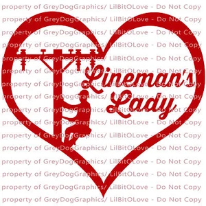 Lineman's Lady Vinyl Decal Power Lines Electrician Sticker Auto Heart Girlfriend - Picture 1 of 10