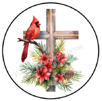 PARTY FAVORS EXPRESS CHRISTMAS CARDINAL CROSS ENVELOPE SEALS LABELS STICKERS PARTY FAVORS