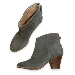 Splendid Boots Women 6.5M Gray Taupe Booties Ankle Suede Block Almond Toe - Picture 1 of 12