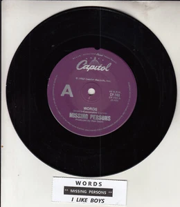MISSING PERSONS Words & I like boys 7" 45 rpm record NEW + juke box title strip - Picture 1 of 2