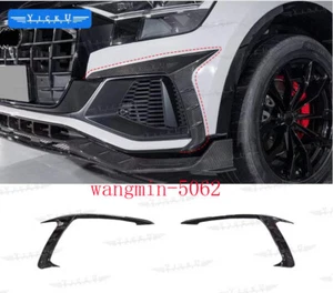 For Audi Q8 SQ8 2019-2023 Carbon Fiber Front Bumper Lip Spoiler Fins Canards W - Picture 1 of 6
