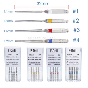 Dental Endodontic Endo Root Canal Fiber Post Drills 1.1mm 1.3mm 1.6mm 1.9mm 4/pk - Picture 1 of 11