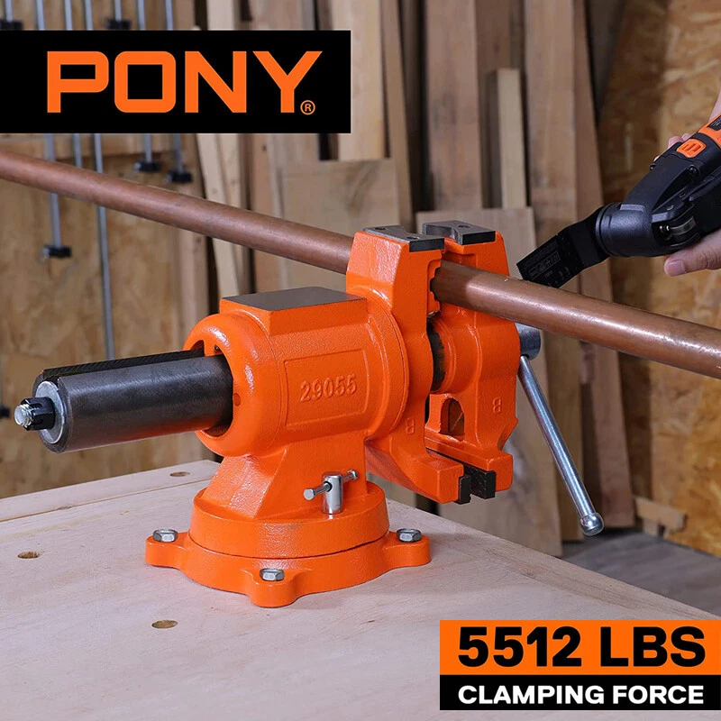 Pony 5 Inch Bench Vise 5512 LBS Clamping Force Heavy Duty 360 Degree Swivel Base - Image 1 of 4