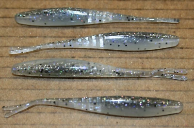 BIG BITE BAITS 3 3/4" Jointed Twitch Minnow Super Fluke Style Smoke Disco Violet 50 pack