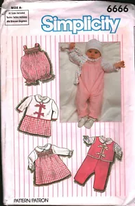 6666 Vintage Simplicity Sewing Pattern 1980s Infant Layette Hat Scarf Blouse OOP - Picture 1 of 2