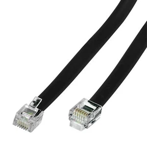 7 stóp RJ11 6P6C Modułowy przedłużacz telefonu Przewód telefoniczny Przewód telefoniczny Przewód Przewód Czarny - Zdjęcie 1 z 9