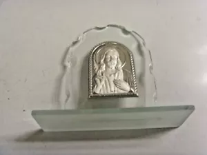 Vintage Katholisch Silber Ton Klarglas Herz Schreibtisch Schrein Alter 48752 - Bild 1 von 7
