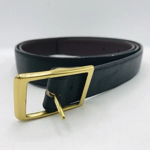 Herren Schwarz Braun Gürtel Kunstleder Hochwertig Gold Schnalle Made In USA Größe 44 - Bild 1 von 6