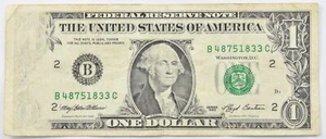 1993 $1 New York, NY Federal Reserve Note Green Seat Insufficient Inking *3892 - Picture 1 of 3