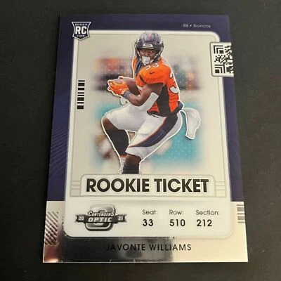 2021 Panini Contenders Optic Rookie Ticket #72 Javonte Williams Denver Broncos - Image 1 of 2