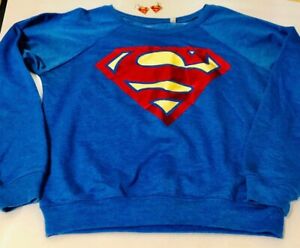 NEW SUPERMAN Juniors Medium Blue Sweatshirt & NEW SUPERMAN Dangle Earrings