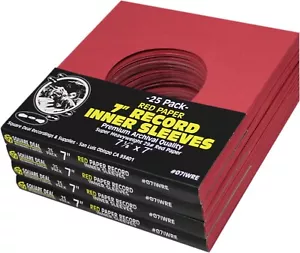 (100) 7" Record Inner Sleeves - Premium COLORED Red Paper 45rpm ARCHIVAL - Picture 1 of 6
