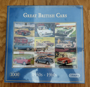 Classic Gibson 1000 Piece Jigsaw Great British Cars 1950s - 1960s New & Sealed