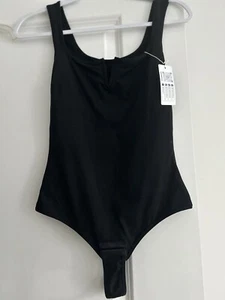 Shaperin Wm’s Notch V Neck Sleeveless Tank Bodysuit W/Tummy Control Black M NWT - Picture 1 of 11