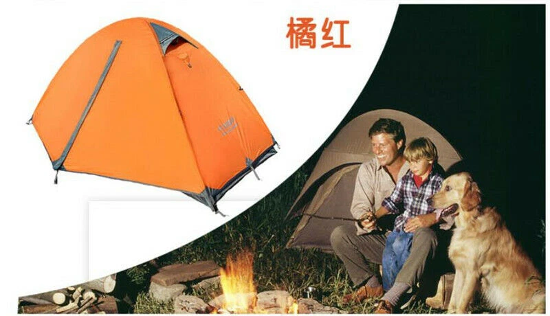单人便携式帐篷远足营地双人210T防风雨2门Alum-Rod — 第 1/4 张图片