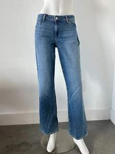 Paige Sloane Trousers Mid Rise Straight Leg Blue Cotton Size 30 - Picture 1 of 5