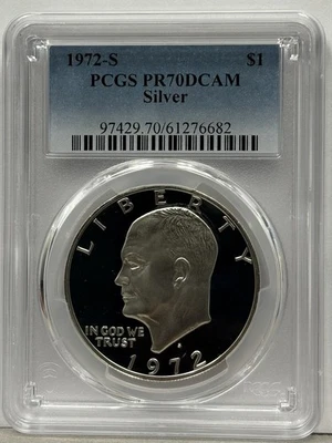 PR70 DCAM 1972-S Silver Eisenhower Dollar Ike PCGS Blue Label - Image 1 of 2