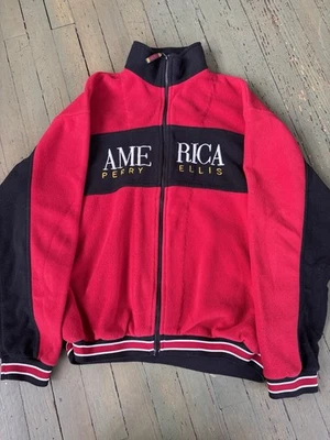 Vintage Perry Ellis Men’s Large Full Zip Fleece Jacket  - Image 1 of 4