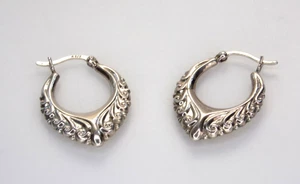 Vintage elegante Sterling Silber Zigeuner Stil Creolen - Bild 1 von 7