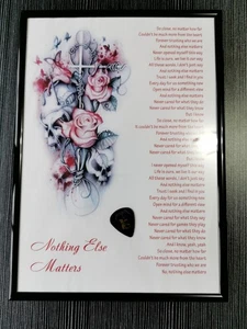 Metallica Lyrics Framed Print Collectible Poster Fan + Guitar pick Art - Bild 1 von 5