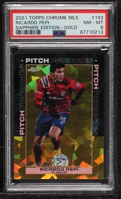 2021 Chrome MLS Sapphire Edition Pitch Prodigies Gold /50 Ricardo Pepi PSA 8 - Image 1 of 2
