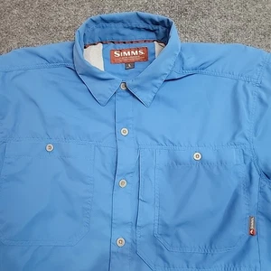 Simms Shirt Mens L Blue Button Up Performance Fishing Lightweight Vented - Picture 1 of 10