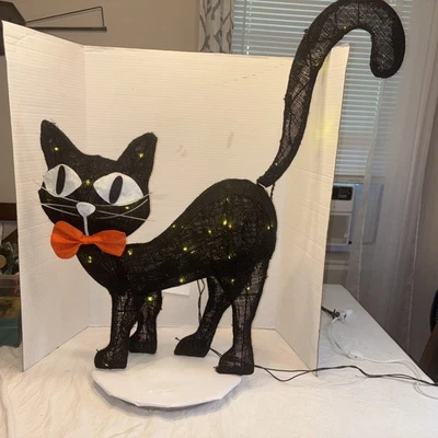 Cat Halloween Burlap Cat Green Lights🐈‍⬛ - Image 1 of 4