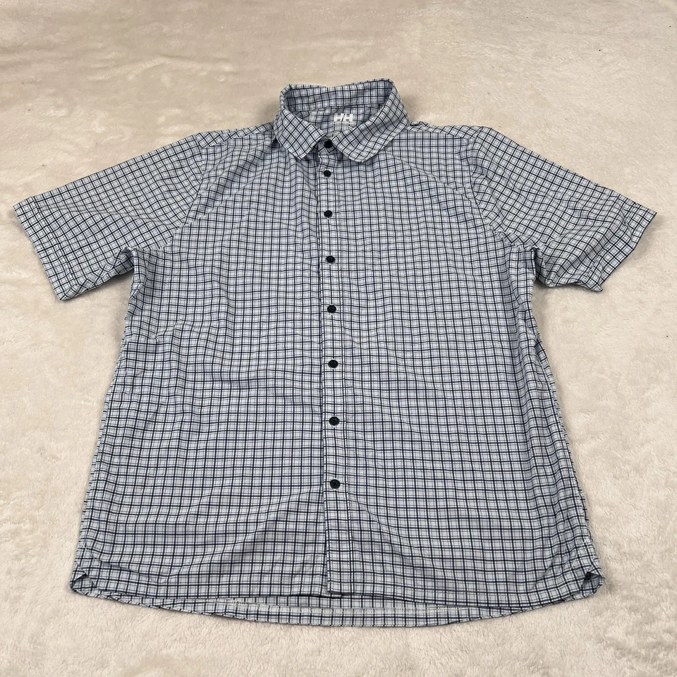 Рубашка мужская Helly Hensen XL белая синяя на пуговицах короткий рукав клетчатая уличная - Изображение 1 из 4