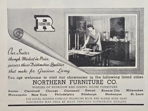 Northern Furniture Co Gracious Living Quality Modest Price anuncio impreso vintage 1943 - Imagen 1 de 4