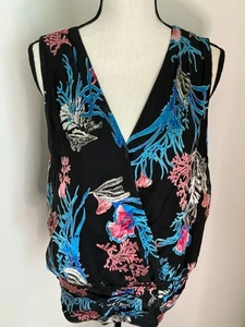 White House Black Market Sleeveless Coral Sea Blouse Size XL - Picture 1 of 13