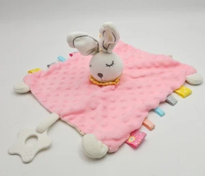 Appease BUNNY RABBIT LOVEY Security Blanket Pink Teether Rattle Tag Soft Plush  - Picture 1 of 13